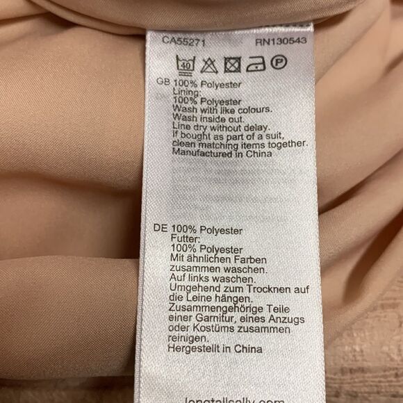 Long Tall Sally Peachy Nude Floral Embossed Sleeveless V-Neck Occasion Dress 8 - Picture 10 of 15